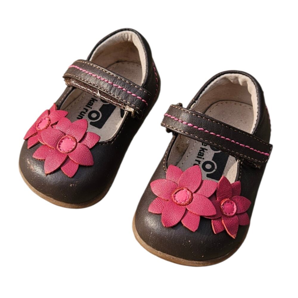 See Kai Run Toddler Girls Size 3 Brown Pink Flower Mary Jane Shoes